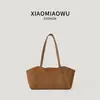 Bolsa de Ombro Único Estilo Retro Maillard para Axila Estilo Coreano Transfronteiriça Moda Casual Versátil para o Dia a Dia Bolsa Tote de Camurça para Segurar na Mão