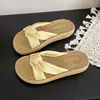 Novedad Estilo Chanel Inspiración al por Mayor 2026 Chanclas de Verano para Mujer para Exteriores con Lazo, Sandalias de Playa Planas de Moda, Estilo Francés