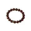 Pulseira de Contas Budistas Estilo Chinês Retrô Folha Pequena Sândalo Vermelho com Anel de Cartão de Prata Tibetana Pulseira de Brincadeira Cultural de Madeira Atacado 10mm Fio Único