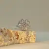Anel Rotativo de Trevo de Quatro Folhas de Henna para Mulheres, Moda Estilo Coreano Anel Ajustável de Zircônia, Fonte para Transmissão ao Vivo, Em Estoque