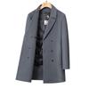 Ropa de Abrigo de Doble Botonadura para Hombre Otoño e Invierno Longitud Media Forro Desmontable de Plumón de Ganso Juventud Cortavientos de Lana Hecho a Mano Chaqueta Cálida