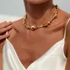 Joia Transfronteiriça Europeia e Americana Simples Assimétrica Corrente de Clavícula com Contas Colar Retro de Pérola Imitação de Cascalho Feminino de Nicho