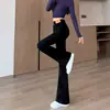 El comercio transfronterizo te hace ver más alto y delgado pantalones negros ajustados de doble botón para mujer corte slim jeans de verano microacampanados elásticos para mujer