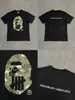 Camiseta unisex de manga curta da marca tendência BAPE, co-branded com design de camuflagem de cabeça de macaco, caimento solto de alta qualidade