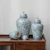 Tarro de té azul y blanco cerámico supergrande de alta calidad para el hogar boutique té negro Pu'er a prueba de humedad sellado tarro de té para despertar tarro universal