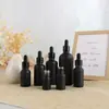 Botellas de Vidrio al por Mayor para Aceites Esenciales, Botellas Portátiles Dispensadoras de Cosméticos, Elegantes Botellas de Vidrio con Gotero Negras y de Moda, Botellas Pequeñas para Medicamentos