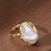 Moderna, Exagerada, Única, Perlas Irregulares con Forma Barroca, Anillo Abierto Ajustable, Joyería de Gama Alta de Nicho