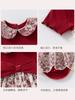 Ropa de Bebé Vestido de Verano Falda Envolvente de Malla Dulce rojo vino Estilo Occidental Recién Nacido Cien Días de Edad Regalo