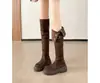Botas altas para mujeres petite, nuevo estilo invierno 2024, botas altas de gamuza hasta la rodilla