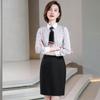 Camisa azul a rayas de manga corta para mujer profesional verano Banco bienes raíces para hombre y mujer ropa de trabajo de exposición logo bordado