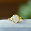 Anillo de jade blanco con incrustaciones de cobre y jade hetiano. Anillo de jade hetiano natural para mujer. Suministro de jade vivo al por mayor.