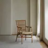 Cadeira de Jantar de Rattan de Planta Indonésia Estilo Silencioso Casa de Hóspedes Hotel Casa Cadeira de Rattan Pura Feita à Mão Cadeira Designer com Braço Encosto