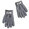 Guantes de Lana Rayados para Niños Otoño e Invierno Nuevo Lindo Oso Etiqueta Dedos Exteriores Cálidos y a Prueba de Frío Guantes Tejidos