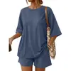 Item de moda exclusivo para Amazon internacional: Conjunto de verão de 2 peças com top oversized e shorts soltos com bolsos