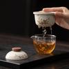 Juego de Té de Viaje Serie Múltiple de Flores Chinas Ceniza de Planta Juego de Té Kung Fu Portátil para Exterior Una Olla Dos Tazas Taza Rápida para Invitados
