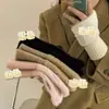 Guantes de punto de estilo ins coreano, color sólido, felpa, para estudiantes, cálidos y a prueba de frío, forrados de polar, de medio dedo, casuales y duraderos, compatibles con pantalla táctil