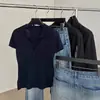 Top de manga corta transpirable moderno con solapa suave para primavera y verano, temperamento perezoso, tejido fino para mujer, OL refrescante retro, punto de 16 agujas P