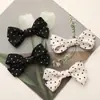 Ins Tela Coreana Dulce de Puntos Negros y Blancos Lazo DIY Cuerda para el Cabello Pinza Lateral Accesorios para Bolsos Zapatos Hebilla