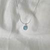 Collar de piedra lunar aguamarina natural diseño de nicho de verano femenino colgante ovalado de alta calidad cadena de hueso de serpiente francés suave