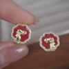 Pendientes franceses de conejito rojo pequeño, ligeros, de lujo, de alta gama, con diseño de nicho, para el Año Nuevo chino.