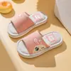 Pantuflas de lino para niños Cuatro Estaciones casa interior antideslizantes suela suave zapatos de casa para pareja dibujos animados lindos sandalias para padres e hijos
