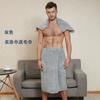 Bata de baño para hombre Bainard de forro polar coral, conjunto grueso absorbente de secado rápido para baño, banda elástica, bolsillo, toalla grande, toalla de baño