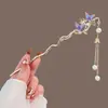Presilha de Cabelo com Borboleta Rosa e Franja Estilo Antigo para Mulheres, Presilha de Cabelo Estilo Chinês Novo de Alta Qualidade, Presilha de Cabelo Hanfu, Acessório de Cabelo