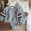 Conjunto de Moletom com Gola Redonda e Estampa de Cachorro para Meninos Outono 2025 Novo Moda para Bebês Meninos Conjunto de Duas Peças Primavera e Outono Tendência
