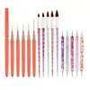 Set de 15 Pinceles para Nail Art Transfronterizo con Mangos de Plástico, Set Completo para Principiantes, Incluye Pinceles para Dibujo de Líneas en Uñas, Pintura, Tallado, Fototerapia y Puntos con Pedrería