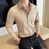 [Camisa Elite para o Dia a Dia] Camisa de Manga Longa em Modal para Homens, Roupa Business Casual, Toque de Luxo, Não Precisa Passar