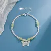 Pulsera de Mariposa de Plata Rota y Jade Hetian, Diseño de Nicho, Estilo Chino Nuevo Retro, Imitación de Jade, Sensación de Alta Gama, Regalo de Cumpleaños para Niñas