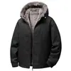 Chaqueta de Algodón para Hombre Otoño e Invierno Acolchada Gruesa con Felpa Cremallera con Capucha Versión para Personas de Mediana Edad y Jóvenes Chaqueta Integrada de Lona Lavada con Felpa
