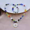 Eu sou muito bom na minha cidade natal. Colar de contas coloridas estilo Zhou Yutong, corrente para clavícula com contas de vidro fofas, feminino, verão