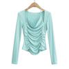 Camiseta de Manga Larga con Cuello en V Morada de las Spice Girls para Mujer, Nueva de Primavera y Otoño, Camisa Base Interior, Top Ajustado al Hombro