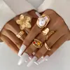 Anillo Abierto de Diseño Transfronterizo Europeo y Americano Flor de Lava Líquida Ins Barroco Perla de Imitación Incrustada Anillo de Piedras Preciosas