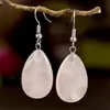 Collar Colgante de Piedra Natural Forma de Gota para Mujer, Elegante y de Alta Gama Cadena de Suéter Nudada de Cristal Rosa Joyería al por Mayor