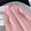 Suéter para meninas Outono e inverno Suéter infantil de malha Renda macia e encerada Top de gola alta média para meninas Camisa básica