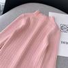 Suéter Feminino com Renda e Gola Alta Curta 2025 Outono e Inverno Macio Waxy Suéter de Bebê Camada Base Feminina Fashion