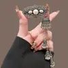 Grampo de Cabelo Esmaltado Estilo Antigo, Presilha Lateral, Acessório de Cabelo Tradicional Chinês Hanfu, Clipe Bico de Pato Borboleta com Franja de Pérola Padrão Nuvem, Grampo de Cabelo Feminino Retrô