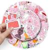 50 pegatinas de grafiti de conejo rosa, diseño de dibujos animados, bonitas pegatinas decorativas para teléfono, fundas de equipaje, tazas y pegatinas creativas.