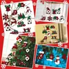 Padrão xadrez floco de neve costura vermelha preta verde madeira de Natal pingente decorativo de madeira de Natal para pendurar