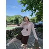 Suéter de punto para mujer con cuello redondo, manga larga holgada, estilo casual, top adelgazante y elegante, suéter de invierno, camiseta básica