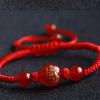 Pulsera de Ágata Roja Natural para Hombres y Mujeres Año de Cumpleaños Cuerda Roja Cuerda de Mano Hoid Bodhisattva Doce Signos del Zodíaco Buey Tigre Benmingbuddha