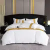 Juego de Cuatro Piezas para Hotel y B&B de Lino Blanco Puro Funda de Edredón para Cama de Hotel Personalización al por Mayor