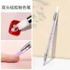 Pluma de Doble Propósito para Manicura Pluma de Silicona para Relieve Pulido y Piel Muerta Forma Piedra de Cuarzo Grabado y Pulido Pluma para Uñas con Doble Punta