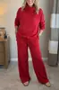 Conjunto de Dos Piezas para Mujer 2025 Europeo y Americano Transfronterizo Nuevo Otoño e Invierno Sudadera Color Sólido Cuello Alto Top Casual Elegante para el Trabajo