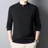 Sudadera con cremallera y cuello semi-alto de forro polar para hombre, estilo nuevo de primavera y otoño, camiseta de manga larga para hombre de mediana edad, color liso, moda casual