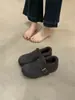 Suela Súper Suave~Tejido de Lana Aumento Oculto de Altura Cobertura Total Zapatos Birkenstock para Mujer Otoño 2025 Nuevo Estilo Slip-On Zapatos Perezosos Fáciles de Usar Planos
