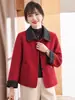 Novo Casaco de Lã Elegante Dupla Face para Mulheres, Roupa para Mãe de Meia-Idade e Idosa, Cardigan com Lapela, Top Elegante, Casaco Quente Espessado