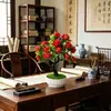 Árbol de flores artificiales de 20 rosas transfronterizo, planta artificial de escritorio, pequeña pieza decorativa, atmósfera romántica, bonsái de flores artificiales